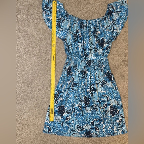 Lilly Pulitzer Clarette Flutter Sleeve Dress Mermazing Blue Sz M Vacation $128 - Picture 11 of 14